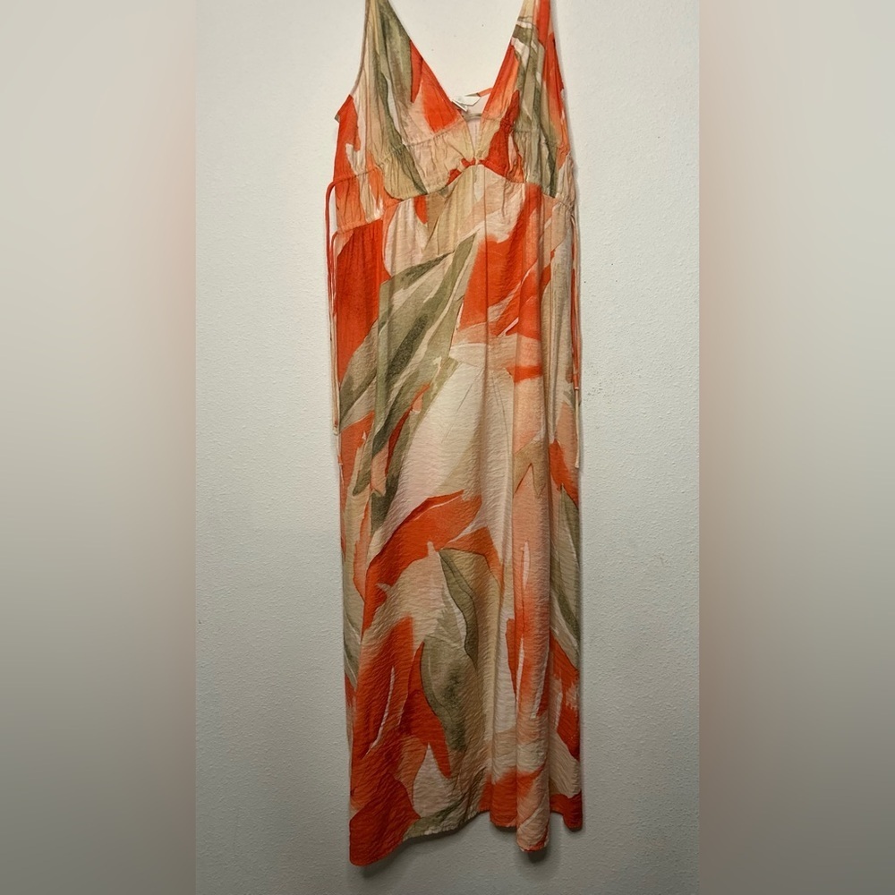 H&M Orange and Green Patterned Maxi Dress Size Small
